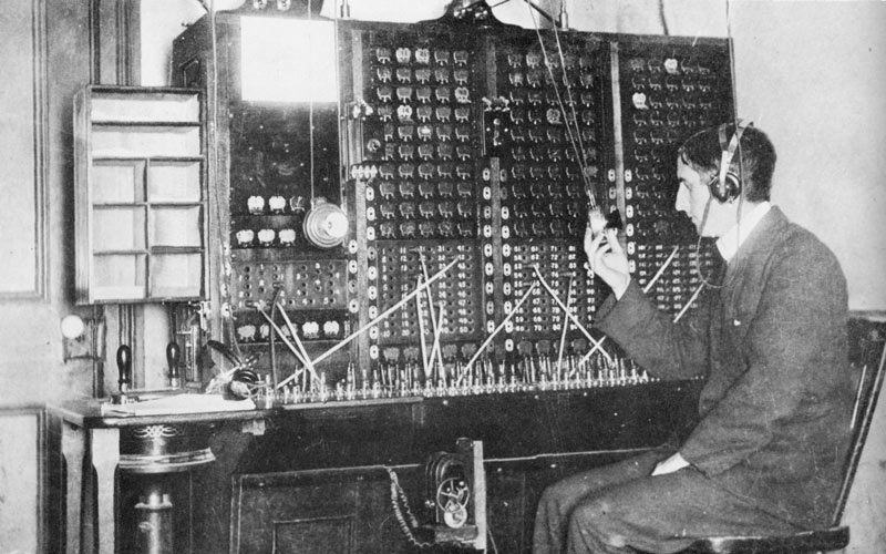 A.H.C.Long at the Telephone Exchange on Queen Street, 30 September, 1898