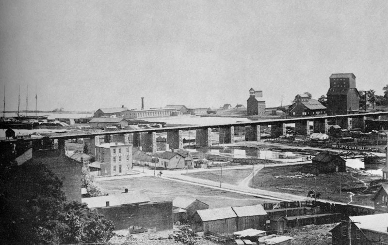 Grand Trunk viaduct and grain elevators