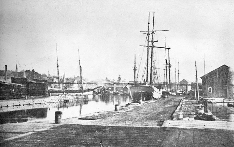 sailing ship in port hope harbour